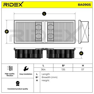 Air Filter RIDEX 8A0905 8A0905 - photo 6