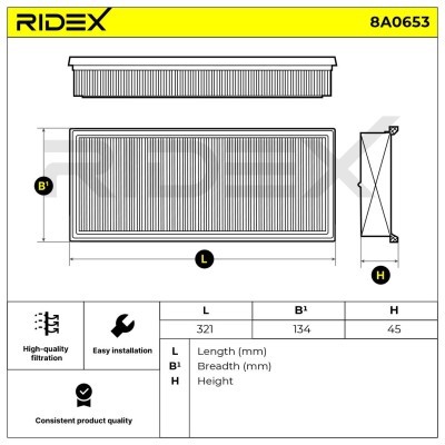 Air Filter RIDEX 8A0653 8A0653 - photo 6