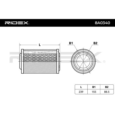 Air Filter RIDEX 8A0340 8A0340 - photo 6