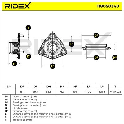 Strut Support Bearing Front RIDEX 1180S0340 1180S0340 - photo 6