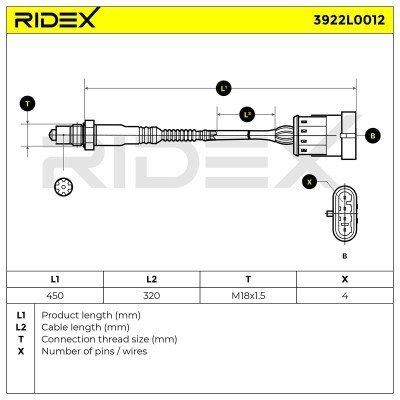 Lambda (Oxygen) Sensor RIDEX 3922L0012 3922L0012 - photo 5