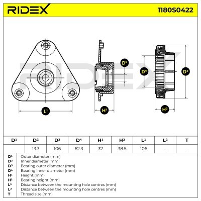 Strut Support Bearing Front RIDEX 1180S0422 1180S0422 - photo 6