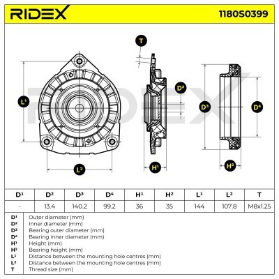 Strut Support Bearing Front RIDEX 1180S0399 1180S0399 - photo 6
