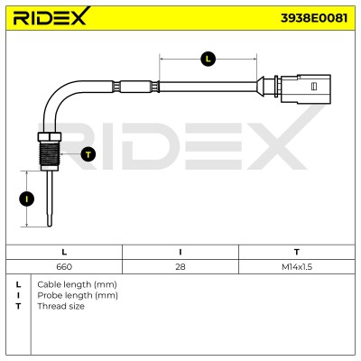 Exhaust gas temperature sensor RIDEX 3938E0081 3938E0081 - photo 6