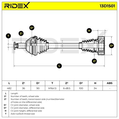 Drive Shaft RIDEX 13D1501 13D1501 - photo 8