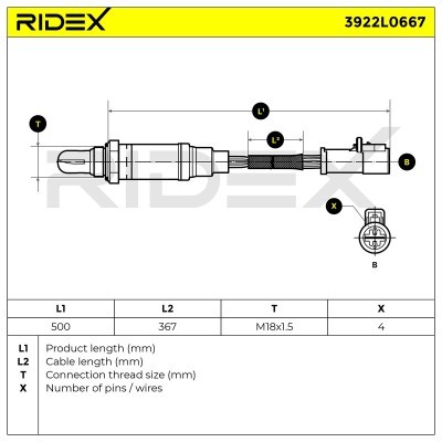 Lambda (Oxygen) Sensor RIDEX 3922L0667 3922L0667 - photo 7