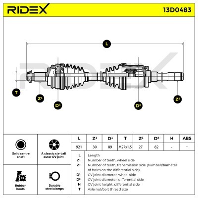 Drive Shaft RIDEX 13D0483 13D0483 - photo 6