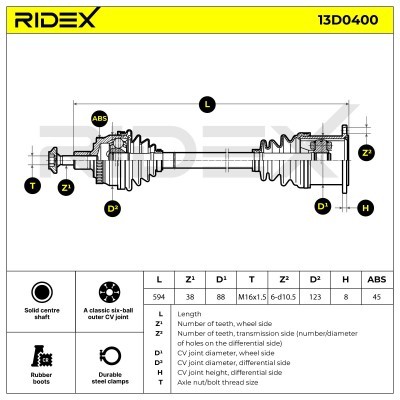 Drive Shaft RIDEX 13D0400 13D0400 - photo 5