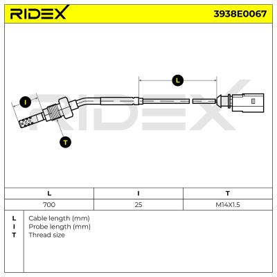 Exhaust gas temperature sensor RIDEX 3938E0067 3938E0067 - photo 7