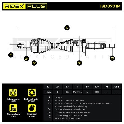 Drive Shaft RIDEX 13D0701P 13D0701P - photo 9