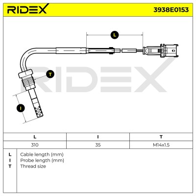 Exhaust gas temperature sensor RIDEX 3938E0153 3938E0153 - photo 6