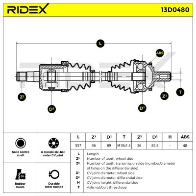 Drive Shaft RIDEX 13D0480 13D0480 - photo 7