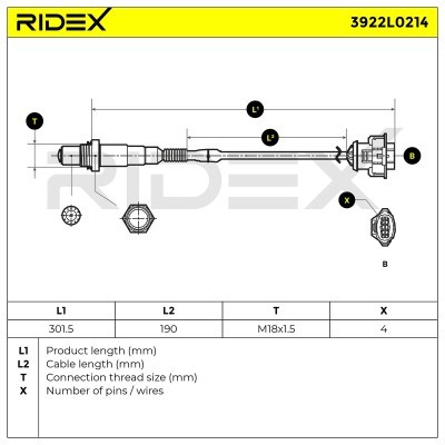 Lambda (Oxygen) Sensor RIDEX 3922L0214 3922L0214 - photo 6