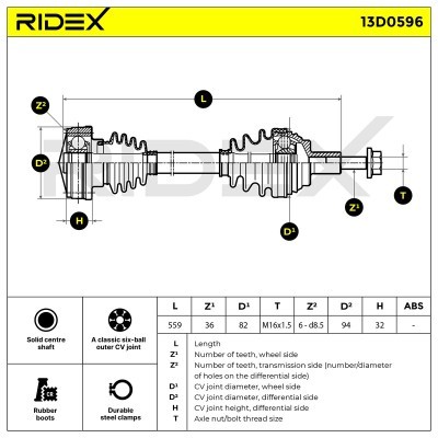 Drive Shaft RIDEX 13D0596 13D0596 - photo 6