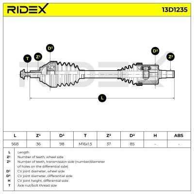 Drive Shaft RIDEX 13D1235 13D1235 - photo 7