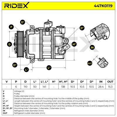 Compressor, Air Conditioning VW GOLF VI 447K0119 - photo 9
