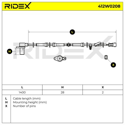 ABS Sensor RIDEX 412W0208 412W0208 - photo 7