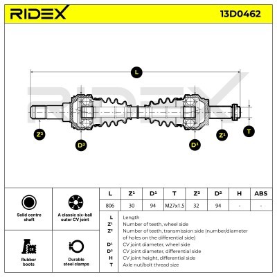 Drive Shaft RIDEX 13D0462 13D0462 - photo 6