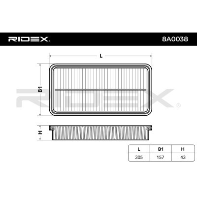 Air Filter RIDEX 8A0038 8A0038 - photo 3