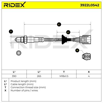 Lambda (Oxygen) Sensor RIDEX 3922L0542 3922L0542 - photo 6