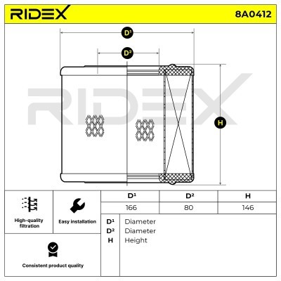 Air Filter RIDEX 8A0412 8A0412 - photo 5
