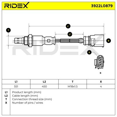 Lambda (Oxygen) Sensor RIDEX 3922L0879 3922L0879 - photo 6