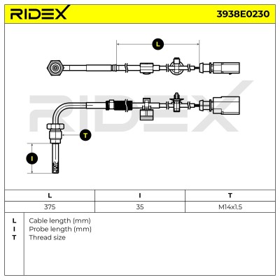 Exhaust gas temperature sensor RIDEX 3938E0230 3938E0230 - photo 6