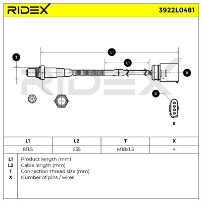 Lambda (Oxygen) Sensor RIDEX 3922L0481 3922L0481 - photo 6