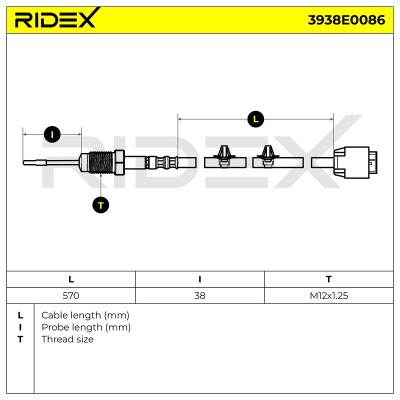 Exhaust gas temperature sensor RIDEX 3938E0086 3938E0086 - photo 6