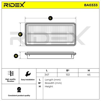 Air Filter RIDEX 8A0333 8A0333 - photo 6