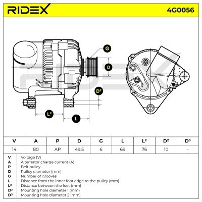 Alternator RIDEX 4G0056 4G0056 - photo 6