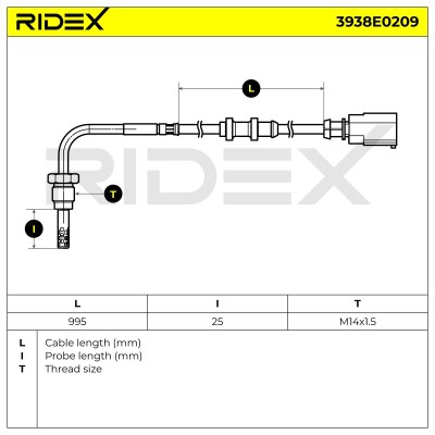 Exhaust gas temperature sensor RIDEX 3938E0209 3938E0209 - photo 5