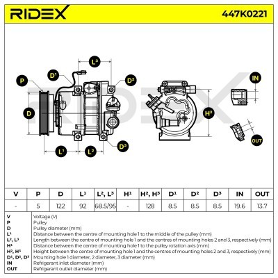 Compressor, Air Conditioning HYUNDAI i30 (FD), KIA 447K0221 - photo 5