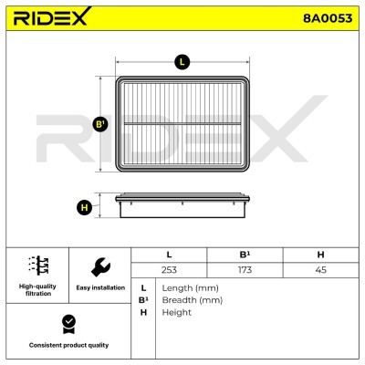 Air Filter RIDEX 8A0053 8A0053 - photo 6