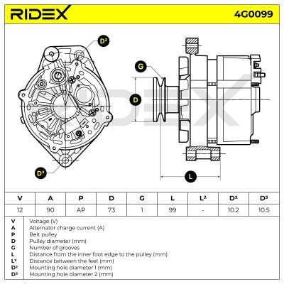 Alternator RIDEX 4G0099 4G0099 - photo 7