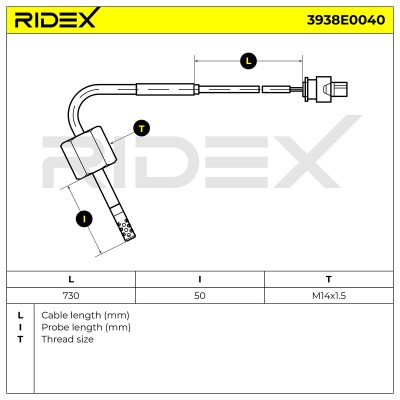 Exhaust gas temperature sensor RIDEX 3938E0040 3938E0040 - photo 6