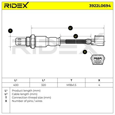 Lambda (Oxygen) Sensor RIDEX 3922L0694 3922L0694 - photo 6