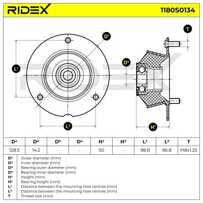 Strut Support Bearing Front RIDEX 1180S0134 1180S0134 - photo 5