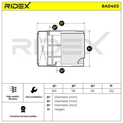 Air Filter RIDEX 8A0403 8A0403 - photo 6