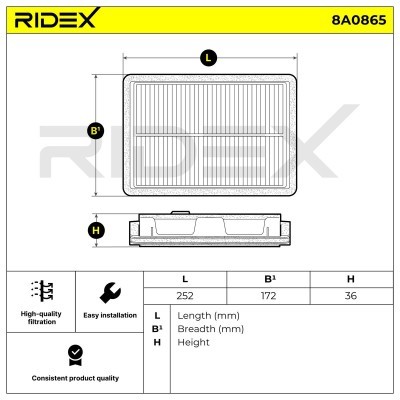 Air Filter RIDEX 8A0865 8A0865 - photo 6