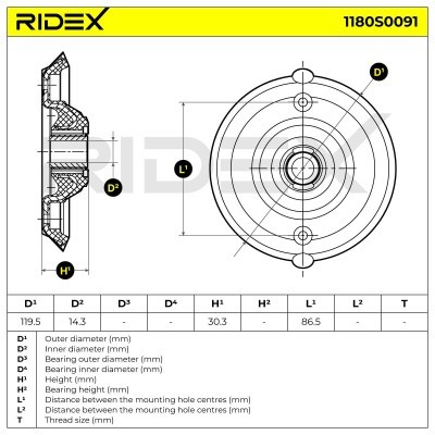 Strut Support Bearing Front RIDEX 1180S0091 1180S0091 - photo 5