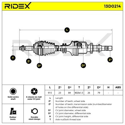 Drive Shaft RIDEX 13D0214 13D0214 - photo 8