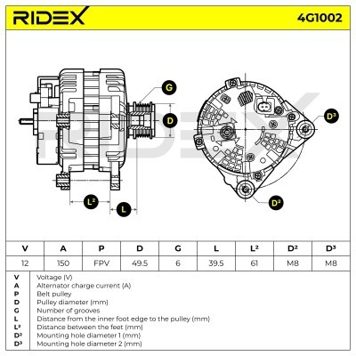 Alternator RIDEX 4G1002 4G1002 - photo 5