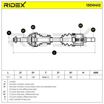 Drive Shaft RIDEX 13D0412 13D0412 - photo 7
