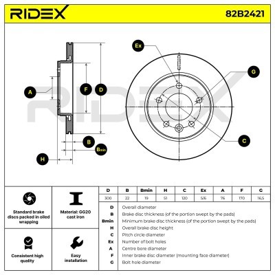 Brake Disc RIDEX 82B2421 82B2421 - photo 6