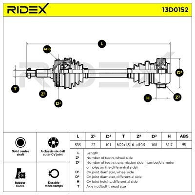 Drive Shaft RIDEX 13D0152 13D0152 - photo 9