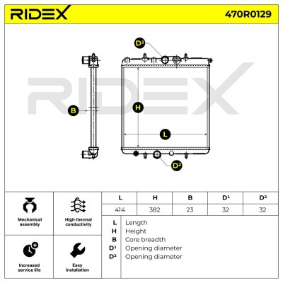 Radiator, Engine Cooling RIDEX 470R0129 470R0129 - photo 6