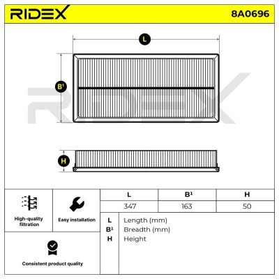 Air Filter RIDEX 8A0696 8A0696 - photo 6