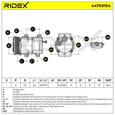 Compressor, Air Conditioning 447K0154 - photo 8