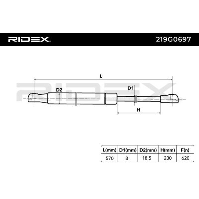 Gas Spring, boot-/cargo area RIDEX 219G0697 219G0697 - photo 6